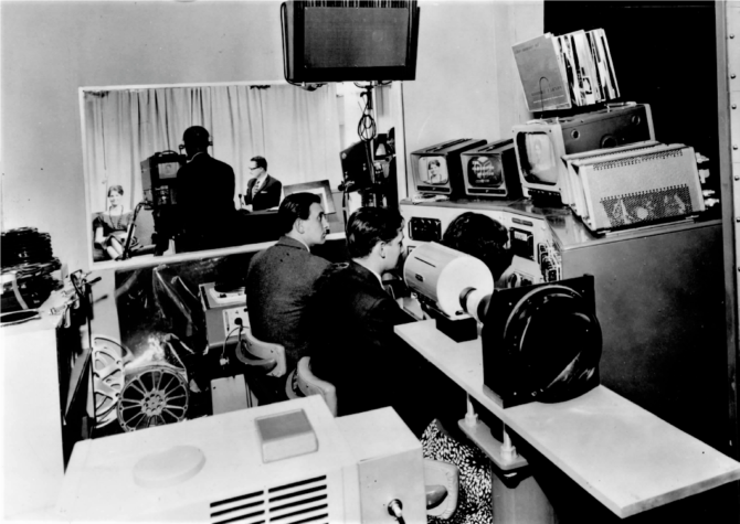 Pye Cambridge Station, viewing through control room to studio beyond